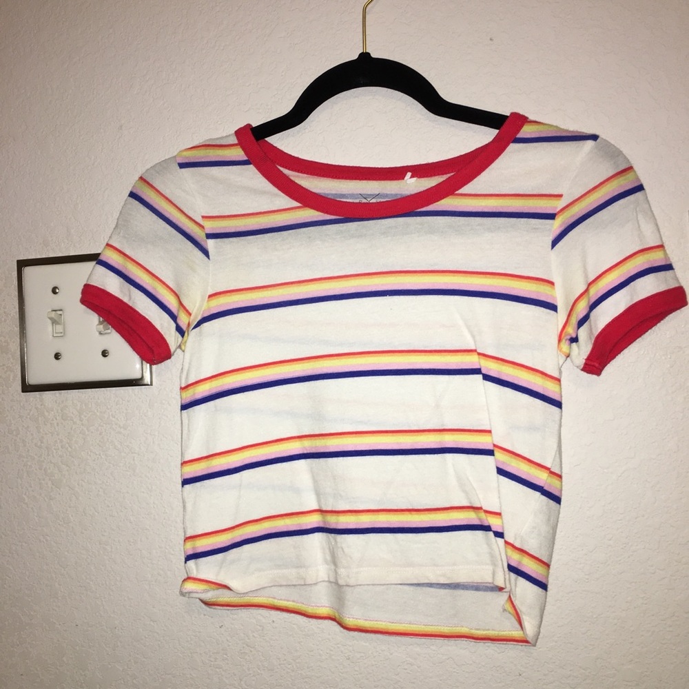 3/$15 rainbow stripped crop top